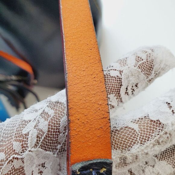 Dooney Bourke Serena Small Hobo Bucket Shoulder Bag Navy Orange - Picture 16 of 16